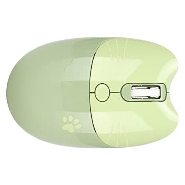 Imagem de Mini mouse sem fio, mouse sem fio 2.4g bonito dos desenhos animados gato fino portátil 2.4g modo duplo para computador tablet celular Verde