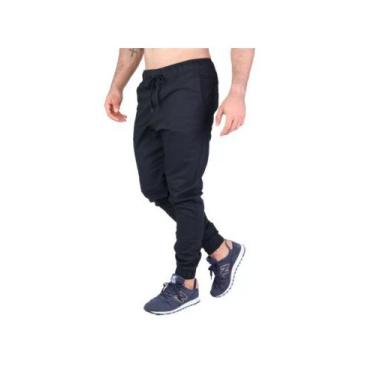 Imagem de Calça Jogger Jeans Sarja Masculina Com Punho Elástico Casual - Tudo Na