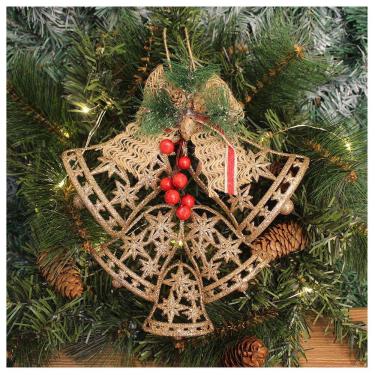 Imagem de Enfeite Pendente Decoração Natalina Sino Vazado Dourado 25cm