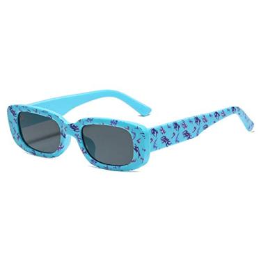 Imagem de Óculos de Sol Retangular Pequenos Femininos Impressão Vintage Designer Quadrado Óculos de Sol Para Homens Óculos Femininos Óculos UV400 Oculus, Azul, A