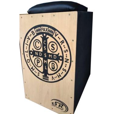 Imagem de Cajon Profissional Inclinado Assento Acolchoado + Vassourinha - Toca Raul 