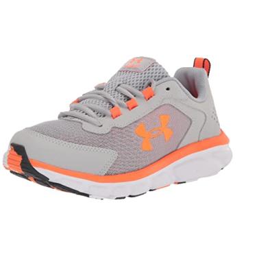 Imagem de Under Armour Tênis de corrida infantil unissex Assert 9, (101) Mod cinza/branco/laranja Blaze, 4.5 Wide Big Kid