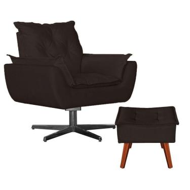 Imagem de Poltrona Base De Balanço + Puff Amamentação Suede Marrom