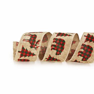 Imagem de Fita Natalina C/rena/pinha Bege 1un 6,3cmx9,14mts 1693884