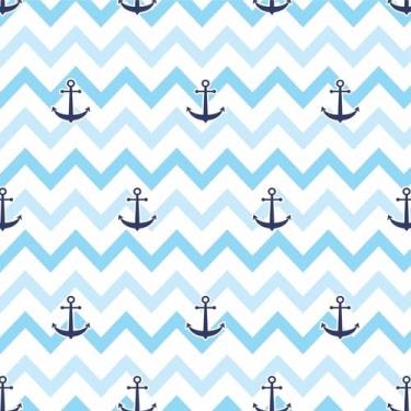 Imagem de Papel De Parede Adesivo Chevron Azul Ancora Quarto Bebê 3m