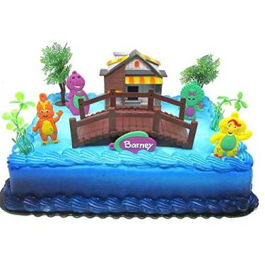 Imagem de Conjunto de topo de bolo de aniversário Barney com Barney e amigos com acessórios temáticos decorativos