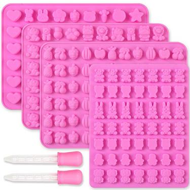 Imagem de Cozihom Diversos moldes de silicone para fazer doces de chocolate de animais e frutas, molde de goma, silicone de grau alimentício, 4 peças