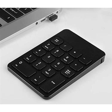 Imagem de Teclado numérico sem fio – Mini 18 teclas portátil slim número pad acessórios para computador compatíveis com IP, Android, MAC, Windows para laptop e tablet (preto)