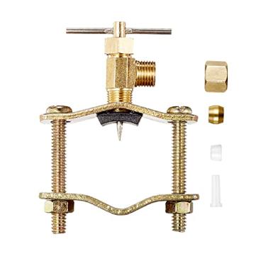 Imagem de PURENAT Válvula de sela autoperfurante - Válvula de agulha de latão de saída de compressão de 1/10.2 cm, adequada para instalação em tubos de cobre de 3/20.3 cm a 1-1/10.2 cm de diâmetro (1 pacote)