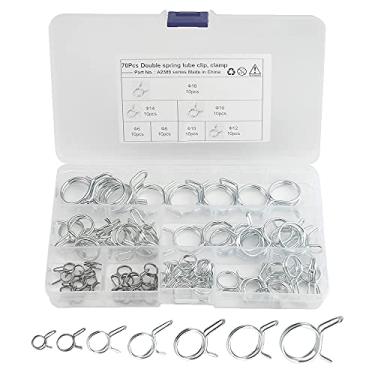 Imagem de WMYCONGCONG 70 peças de fio duplo tubo de mangueira de combustível clipes de mola kit de braçadeira de mangueira de irrigação braçadeira para motocicleta ATV, 6-18 mm