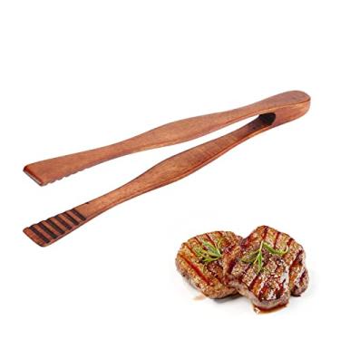 Imagem de Pinças de churrasco de madeira clipe de churrasco pinças de comida para pão bife braçadeira de cozinha ferramenta de servir, utensílios de cozinha para cozinhar e segurar torradas muffin de bacon pão