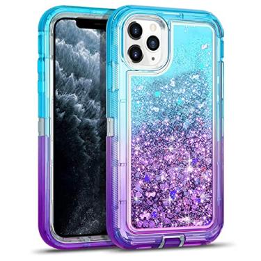 Imagem de 3D Glitter Armor Case para iPhone 13 12 11 Pro Max X XSMAX XR XS 6 7 8 PLUS SE2 Capas de telefone à prova de choque de areia movediça dinâmica, azul celeste roxo, para iPhone 6 6S