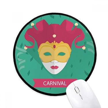 Imagem de DIYthinker Mouse pad cabeça fofa feliz carnaval de Veneza desktop escritório tapete redondo para computador