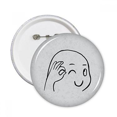 Imagem de OK Gestures Bonito Piscada Preto Feliz Broche Redondo Emblema Acessório Decoração 5 peças