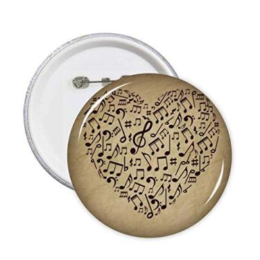 Imagem de Textura de papel coração notas musicais alfinetes botão crachá decoração de roupas redondas 5 peças