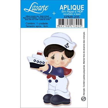 Imagem de Aplique MDF e Papel Litoarte 8 cm - Modelo APM8-205 Marinheiro em Pé