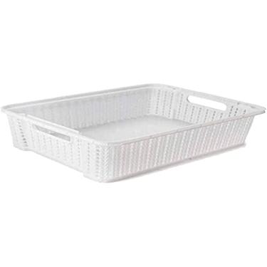 Imagem de Cesta Organizadora, Plasútil, Trama, 34x25, Branca, 5,8 Litros