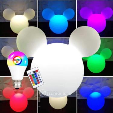 Imagem de Luminária Mickey Clean Abajur Para Iluminar Decorar Com Lâmpada Led Rg