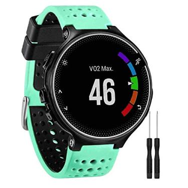 Imagem de Pulseira para Smartwatch Garmin Forerunner modelos 230 235 220 620 630 735 735XT - Nandos-Store (com chave para troca) (Verde com preto)