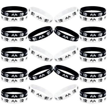 Imagem de 36 pulseiras de silicone com tema de corrida e velocidade, 2 x 1 cm, bandeira xadrez preta e branca para festa de carro, eventos esportivos, festas de aniversário