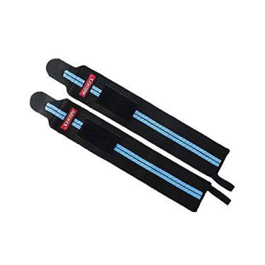 Imagem de Cicilin 2 peças de protetores de pulso ajustáveis e respiráveis, oferecem suporte para as mãos para fitness, supino de bancada, halterofilismo, tamanho único, linha azul esquerda e direita