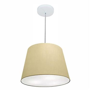 Imagem de Lustre Pendente Cone Cúpula Tecido 30/40x30 cm, Vivare Iluminação, Pendente4246 LA, Algodão Cru, Médio
