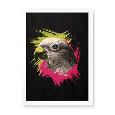 Imagem de Arte Maníacos Quadro Decorativo em Madeira Papagaio Color - 23x16,25cm (Moldura caixa em laca branca)