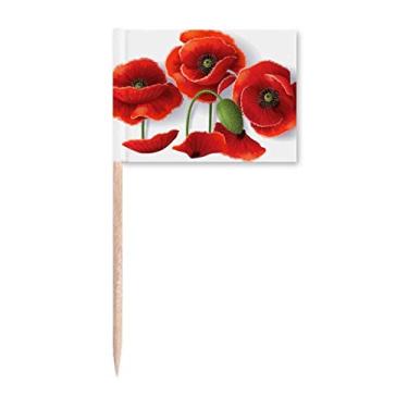 Imagem de Flores vermelhas pintando pétalas de milho frutas palito bandeiras marcador enfeite de festa