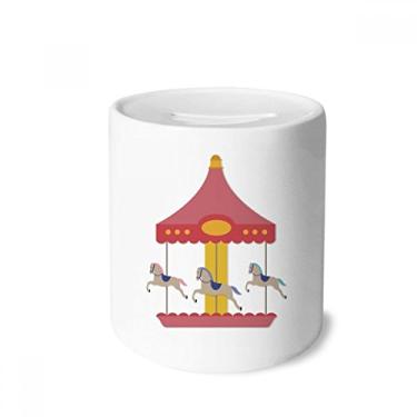 Imagem de DIYthinker Caixa de moedas de cerâmica colorida com estampa de parque de museu de carrossel para presente de cofrinho