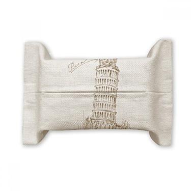Imagem de Bolsa de linho de algodão com suporte para cobertura de papel para lenços faciais da Torre de Pisa Itália