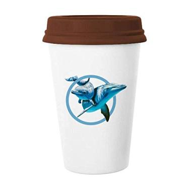 Imagem de Caneca de café de cerâmica para mãe e criança golfinho com círculo de cruzamento