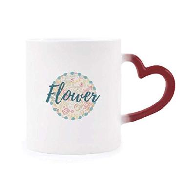 Imagem de Caneca de grés que muda de cor vermelha com tinta de flor e tinta sensível ao calor