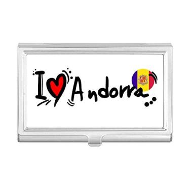 Imagem de I Love Andorra Bandeira de Palavras Amor Ilustração de Coração Porta-cartões de visita Carteira