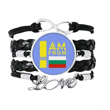Imagem de OFFbb-USA Pulseira de presente I Am from Bulgária Art Deco Fashion Pulseira Love Acessório de couro torcido para presente