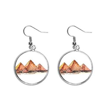 Imagem de Pirâmide do Egito de Gaza Brinco Pendente Prata Pingente Joia Feminina