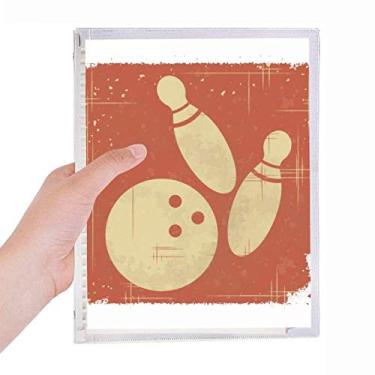 Imagem de Caderno com ilustração esportiva de boliche, estampa vermelha, folha solta, diário recarregável, artigos de papelaria