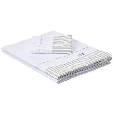 Imagem de Biramar Baby Lençol Para Carrinho 3 Peças Malha Cordão Listrado Cinza -