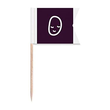 Imagem de Bandeiras de palito de batata feliz com expressão vegetal, marcação de rotulagem para bolo de festa, comida de queijo