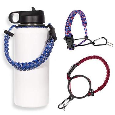 Imagem de PARACORD PLANET – Alça para garrafa de água com cantil – Serve para garrafas de água de boca larga – Carregador hidro durável com anel de segurança e mosquetão