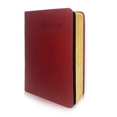 Imagem de Caderno de anotações diário Hardcover – Bloco de notas diário encadernado com capa dura feita à mão, série Walt Bloom (P, vermelho)