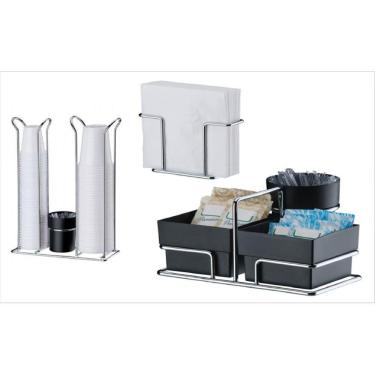 Imagem de Kit mesa 3 peças branco Future porta copo descartavel suporte guardanapo sache açucar chá cafe mexedor