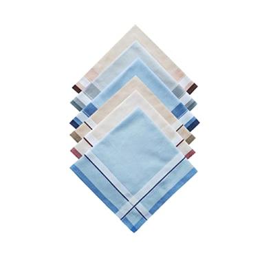 Imagem de simhoa 6 lenços de algodão masculinos lenços sortidos de 16 polegadas clássicos de bolso quadrados lenços para festa de cavalheiros casuais mulheres homens