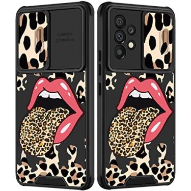 Imagem de Goocrux Capa para Samsung Galaxy A53 5G para mulheres meninas capa de telefone com estampa de oncinha fofa lábios de leopardo design animal estética feminina com capa de câmera deslizante capas de moda exclusivas para Galaxy A53 6,5 polegadas
