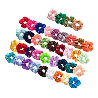 Imagem de Bonarty 40 cores de cetim Scrunchies de seda para mulheres