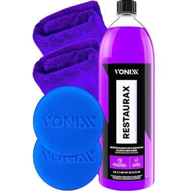 Imagem de Restaurador Revitalizador de Plasticos Restaurax 1,5L Vonixx 2 panos microfibra 2 aplicador