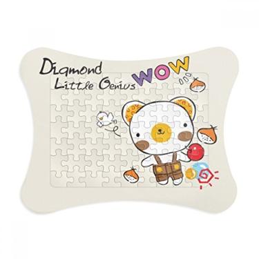 Imagem de Moldura de quebra-cabeça de desenho animado urso animal frutas enfeite de quebra-cabeça