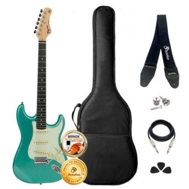 Imagem de Kit Guitarra Stratocaster Tagima Surf Green Tg-500 Completo