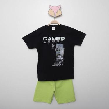 Imagem de Conjunto Infantil Curto Elian Gamer Camiseta E Bermuda Menino