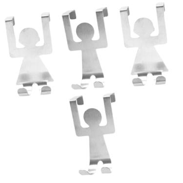 Imagem de HEMOTON 4 Pcs Figura Gancho Ganchos De Porta De Chuveiro Atrás Do Cabide De Porta Gancho Estatueta Decorativa Pessoas Ganchos De Parede Metal Macho Pagina Inicial Aço Inoxidável