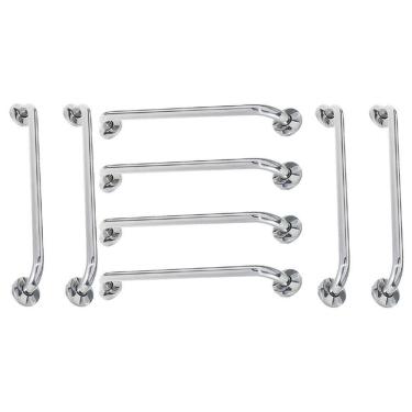 Imagem de Alça Apoio 60cm Barra Inox Kit 8 Unidades Banheiro Idoso Acessibilidade Suporte Box Corrimao